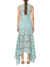 Guipure lace handkrchief dress keyhole neck