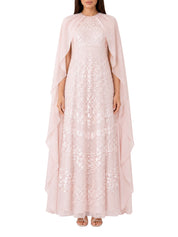 Anais sequin cape gown