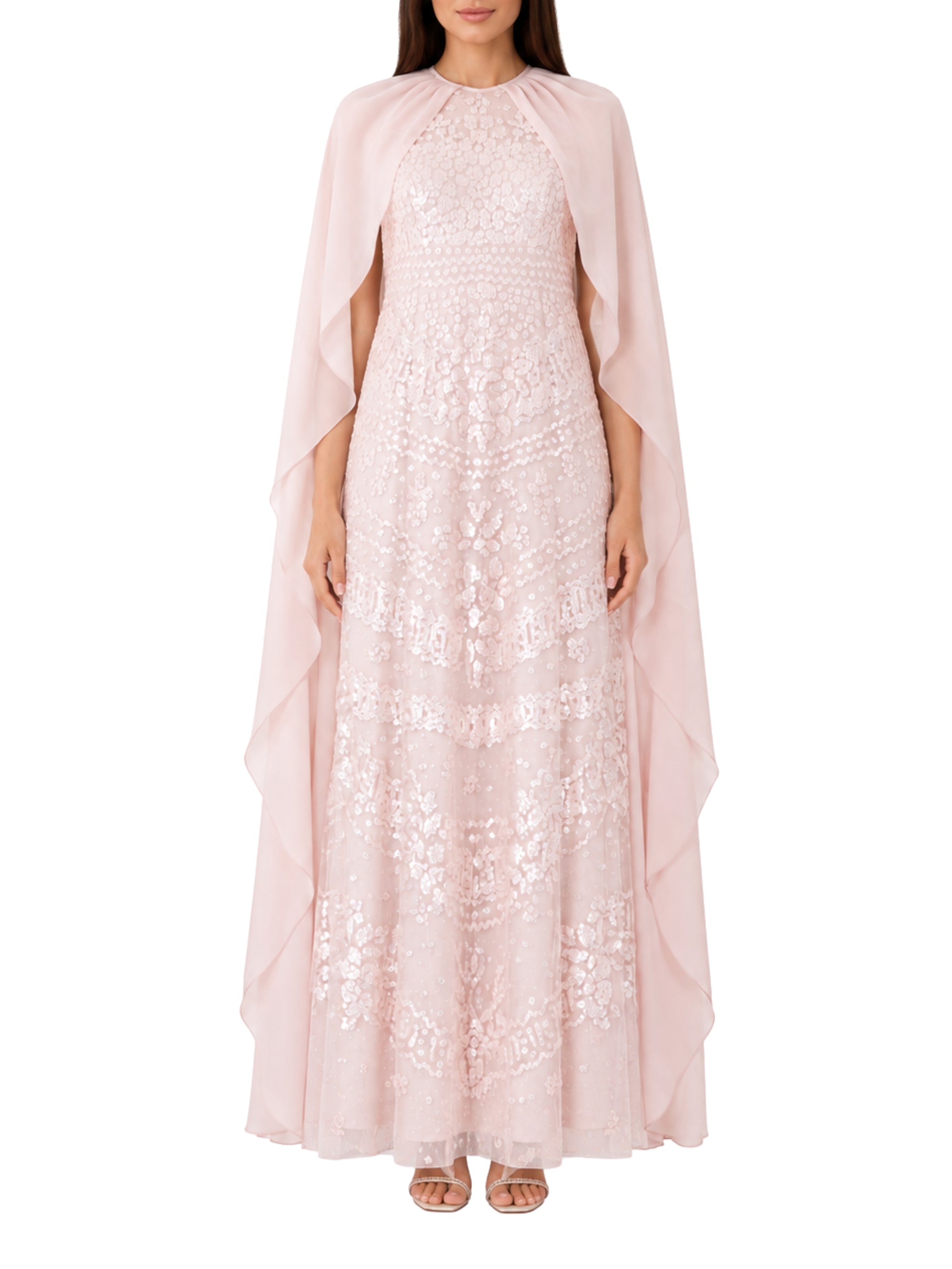 Anais sequin cape gown