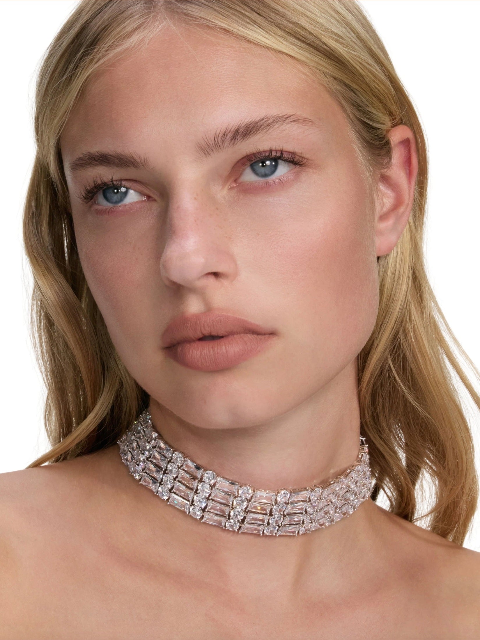 Silver crystal choker