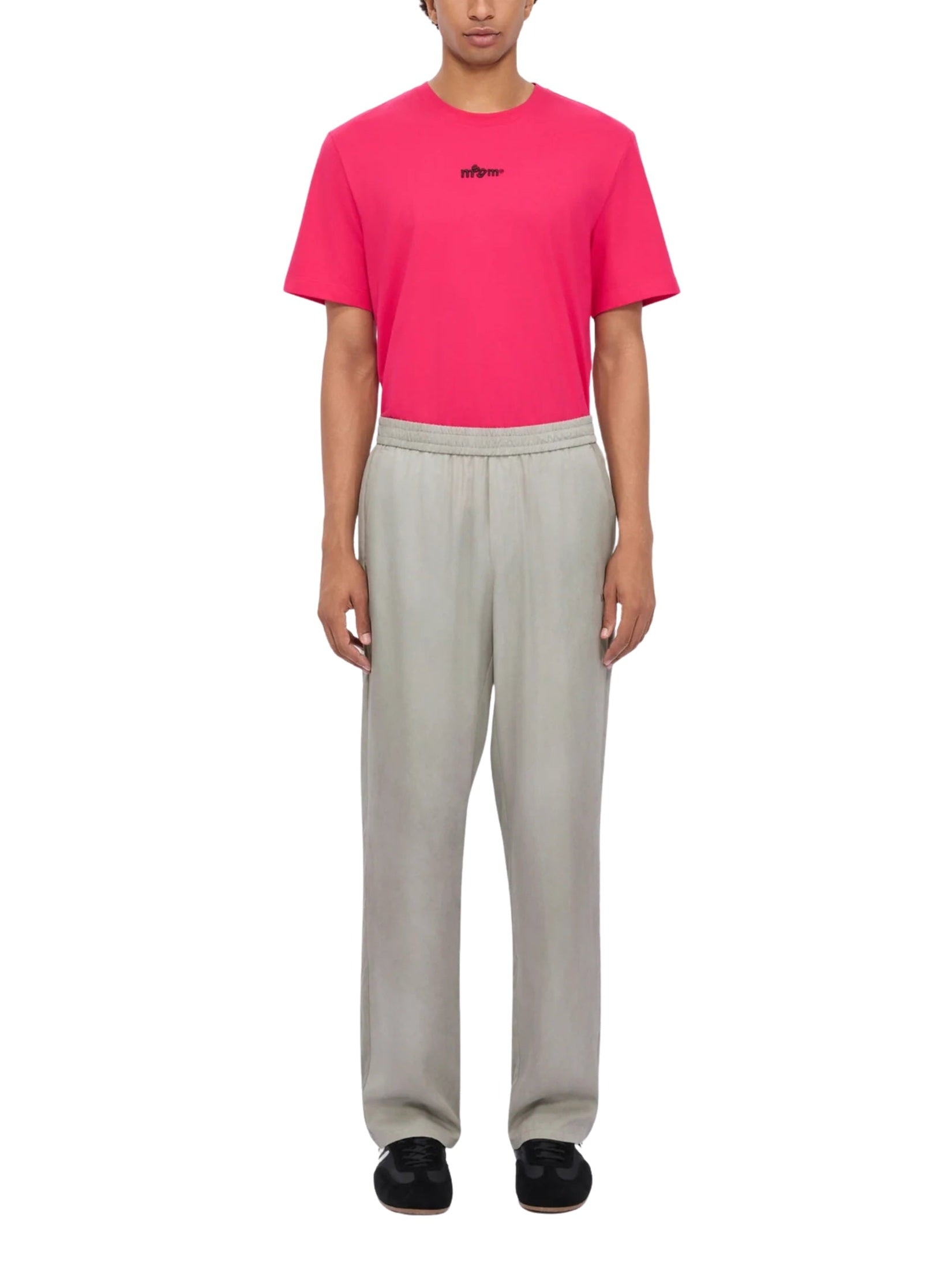 Ice grey wide-leg lyocell trousers