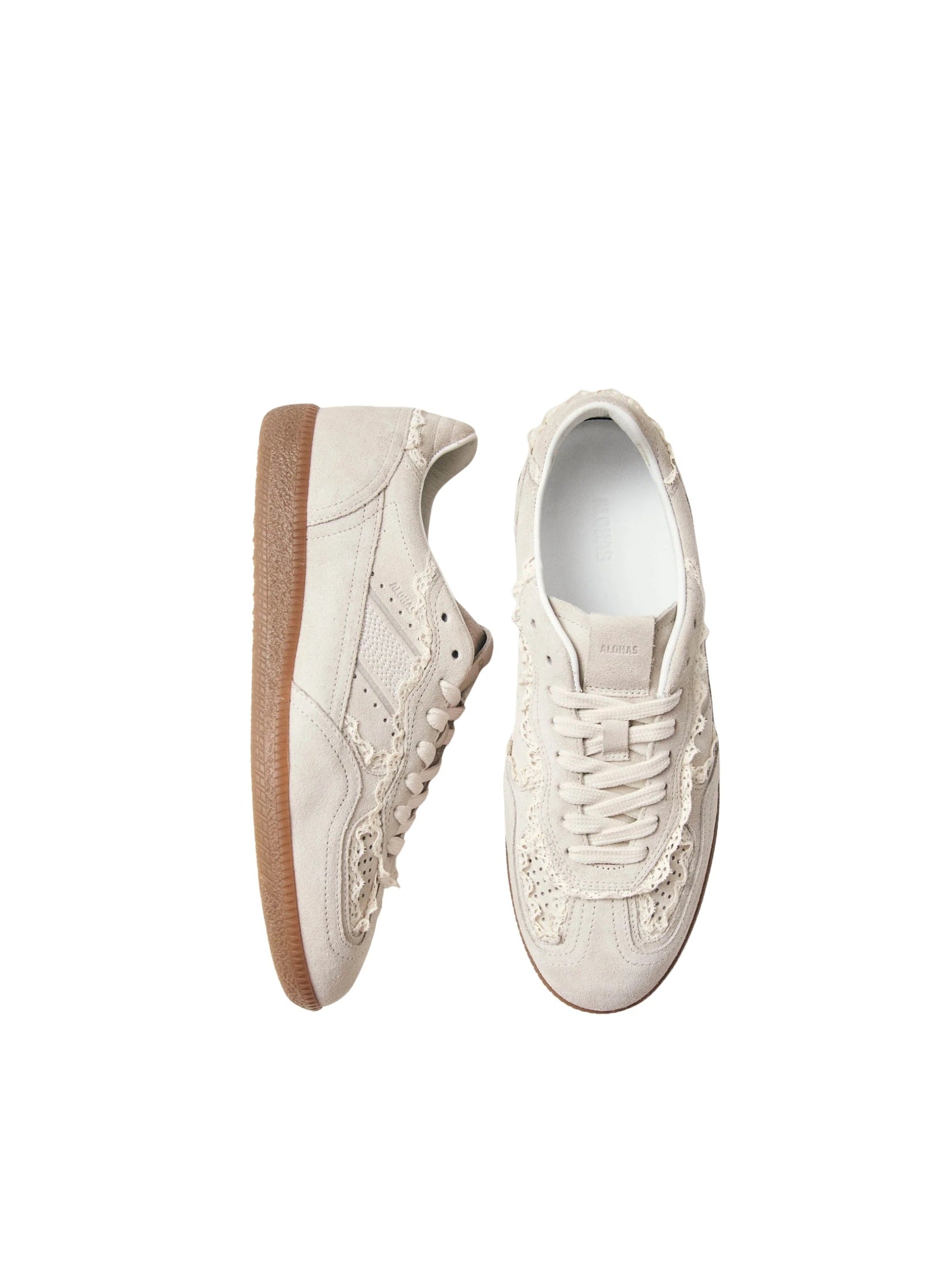 Tb.490 crochet cream leather sneakers