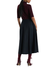 BLACK BELTED A-LINE SKIRT