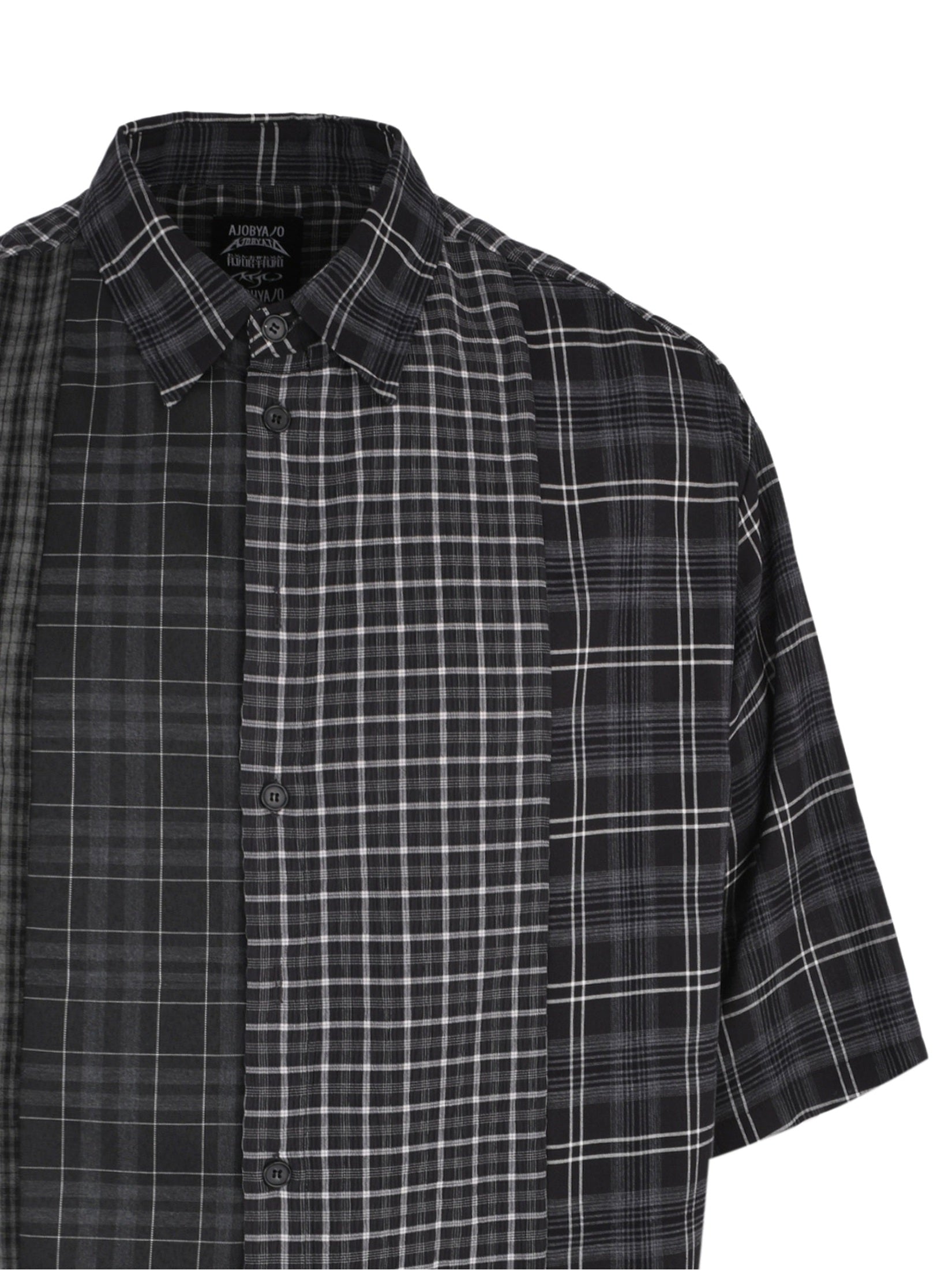 Check mixed short sleeve shirt