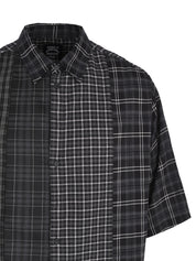 Check mixed short sleeve shirt