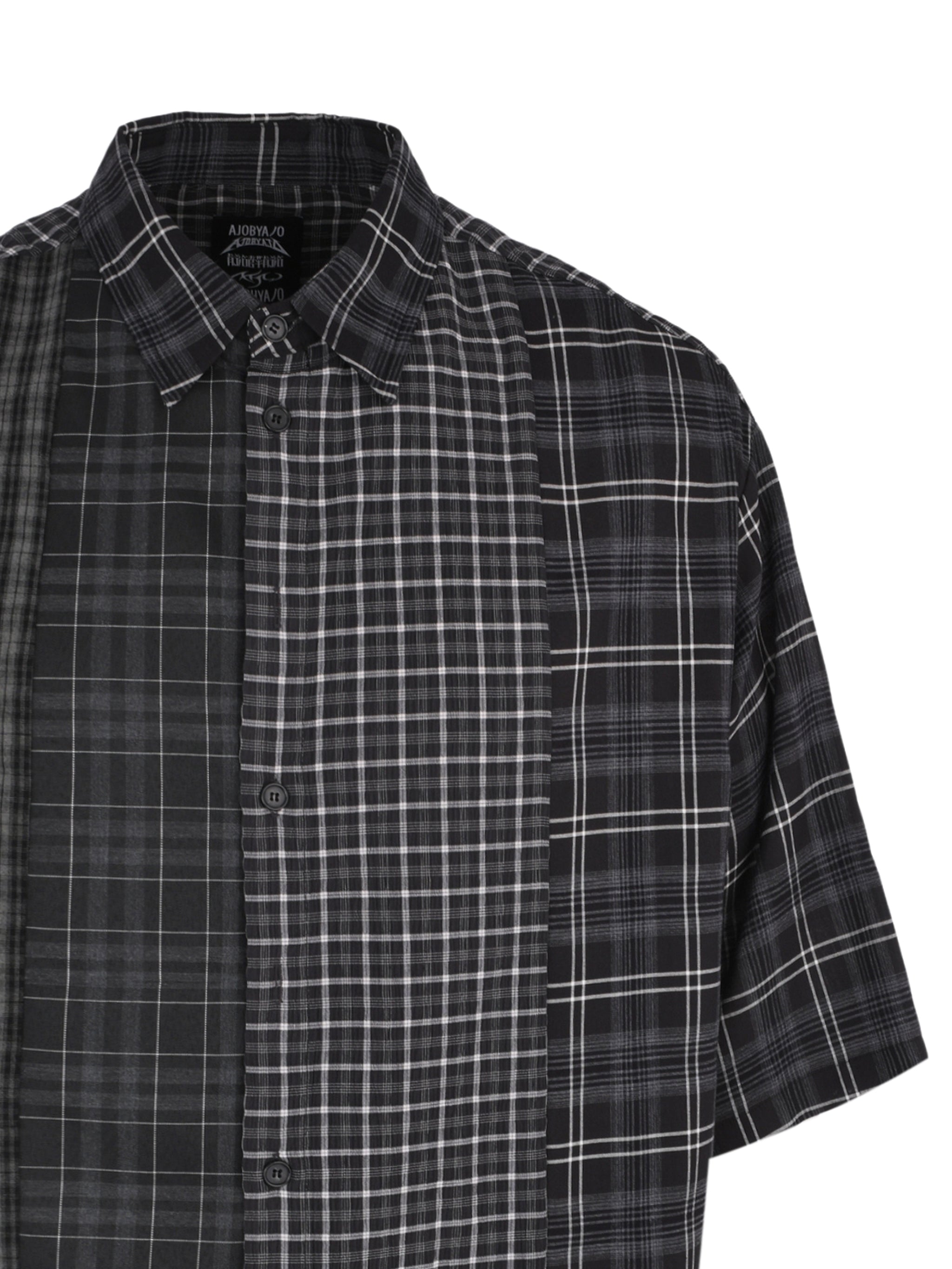 Check mixed short sleeve shirt