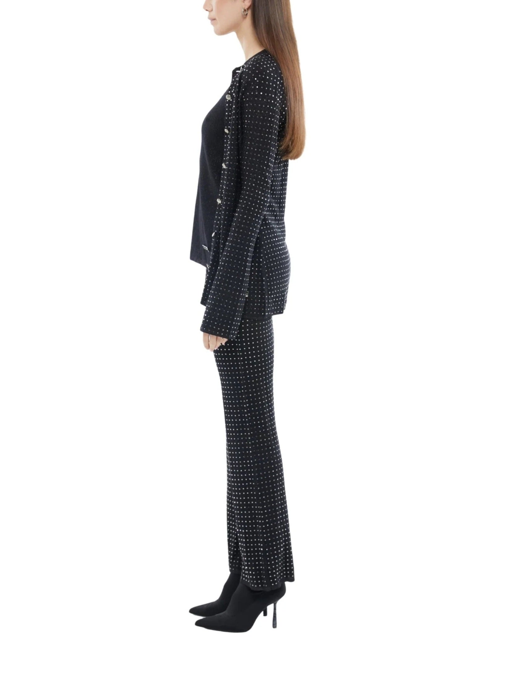 The shirt cardigan with all over crystal details in black