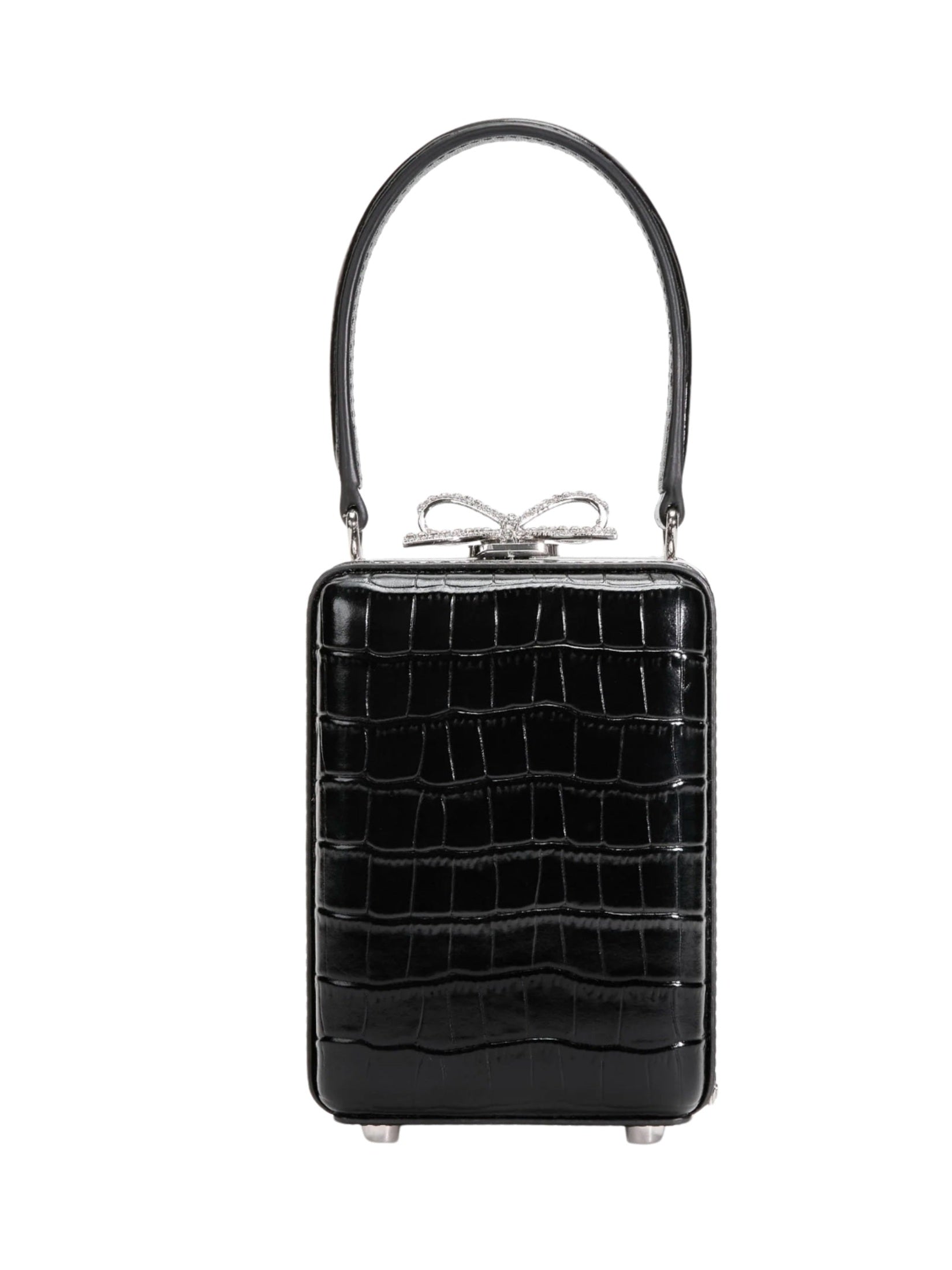 Black croc leather micro bag