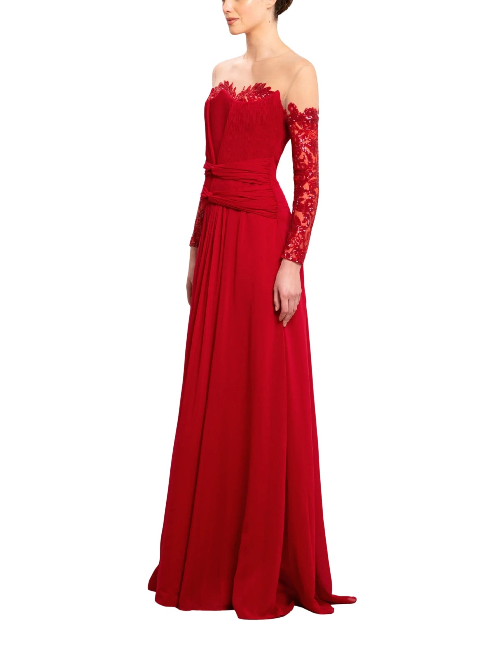 Draped off-shoulder long dress