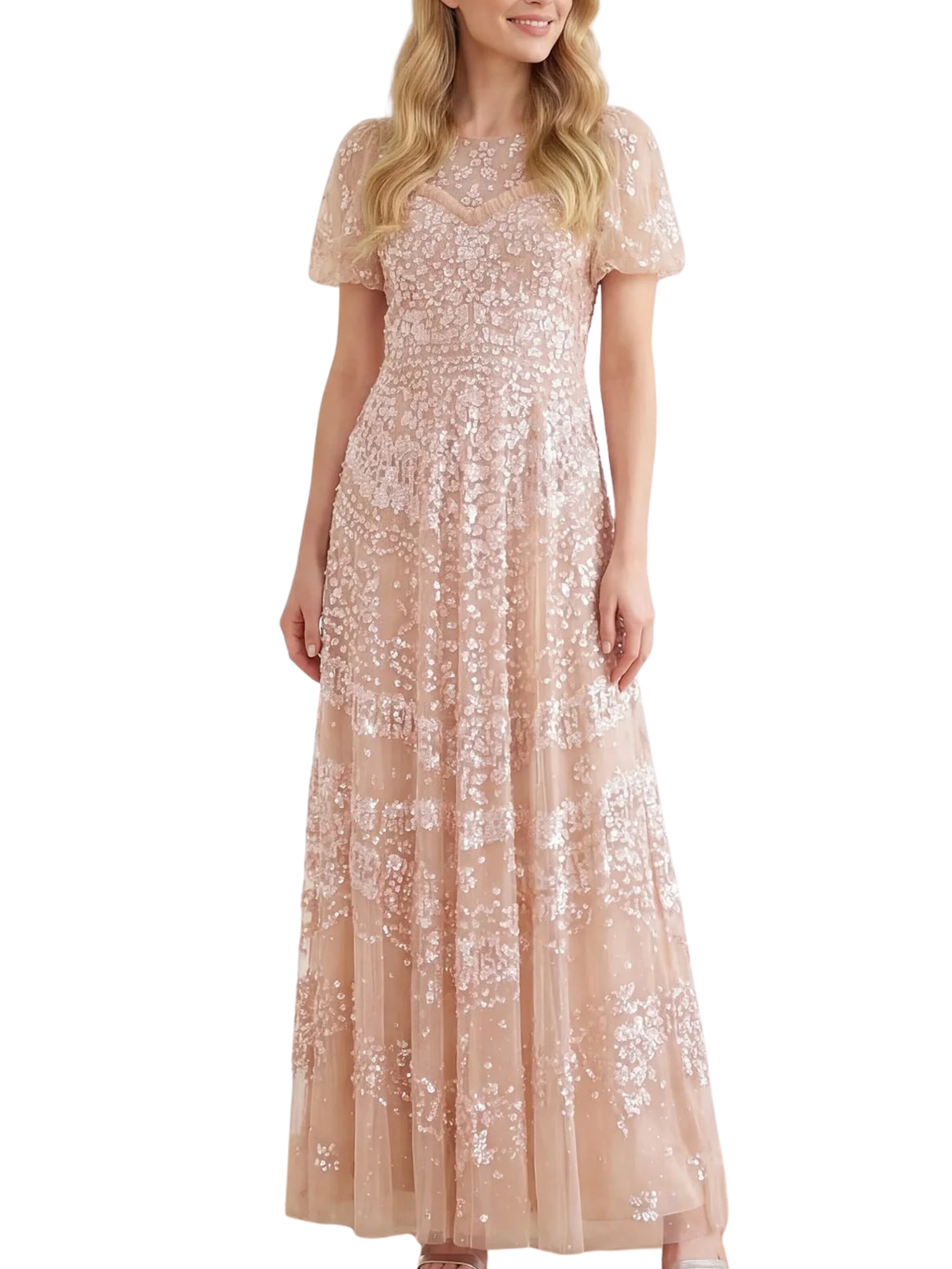 Anais sequin short sleeve gown