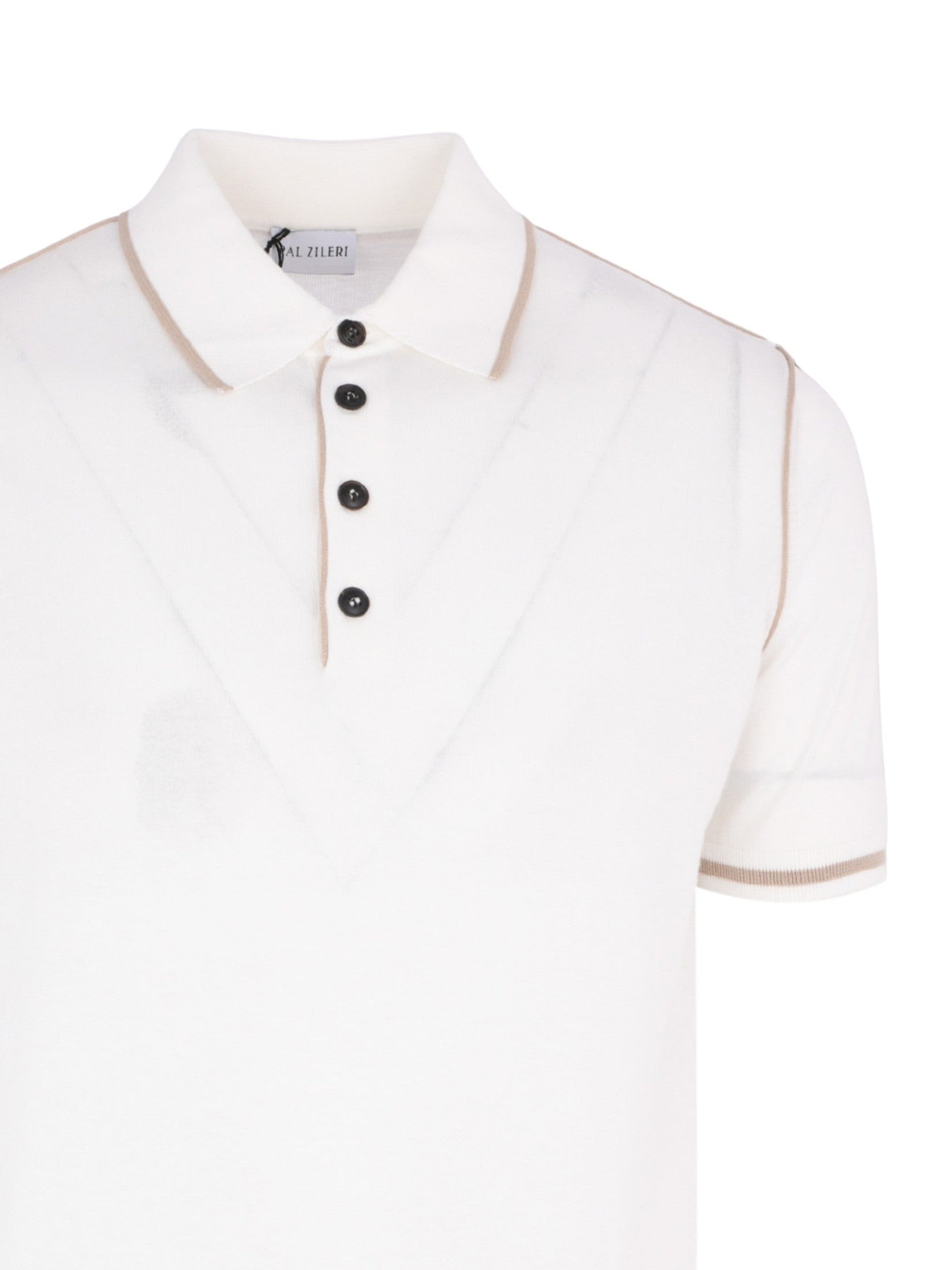 White cotton short sleeved polo shirt