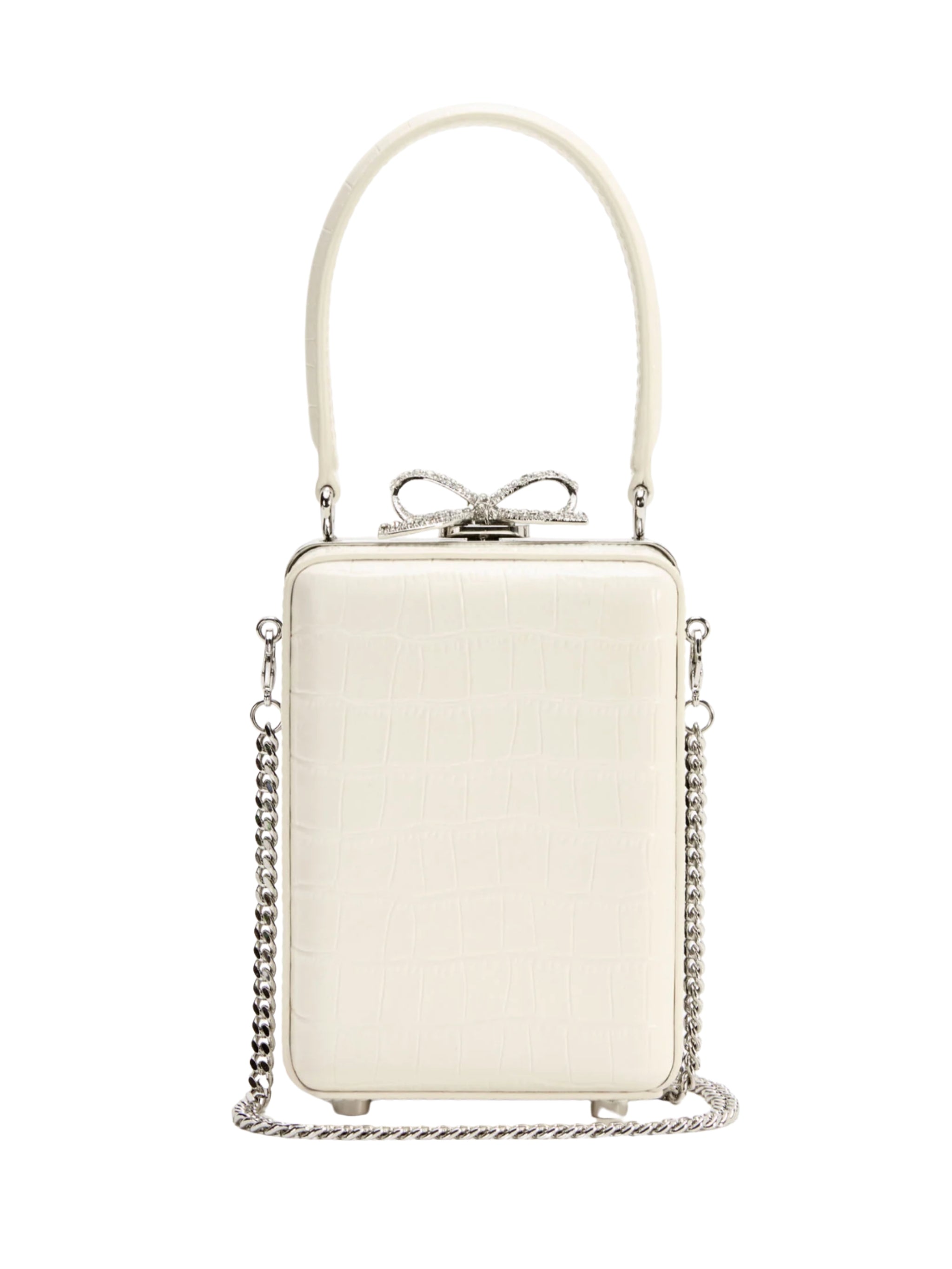 Cream Croc Leather Micro Bag