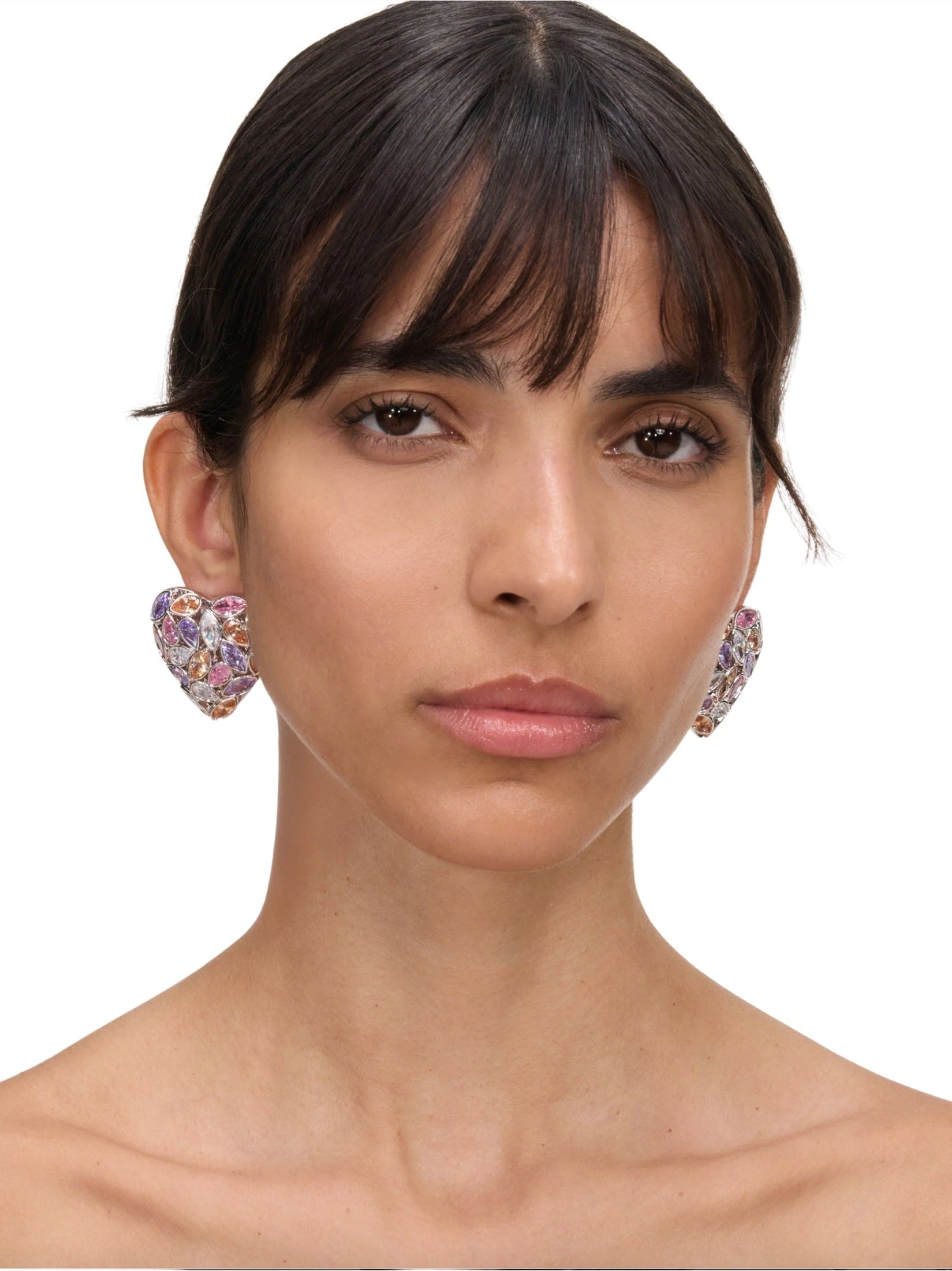 Multi embellished heart earrings