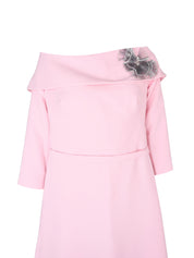 Off shoulder a-line gown with back bow detail