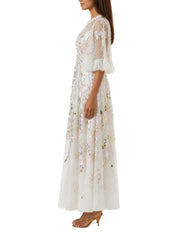Wisteria sequin round neck ankle gown