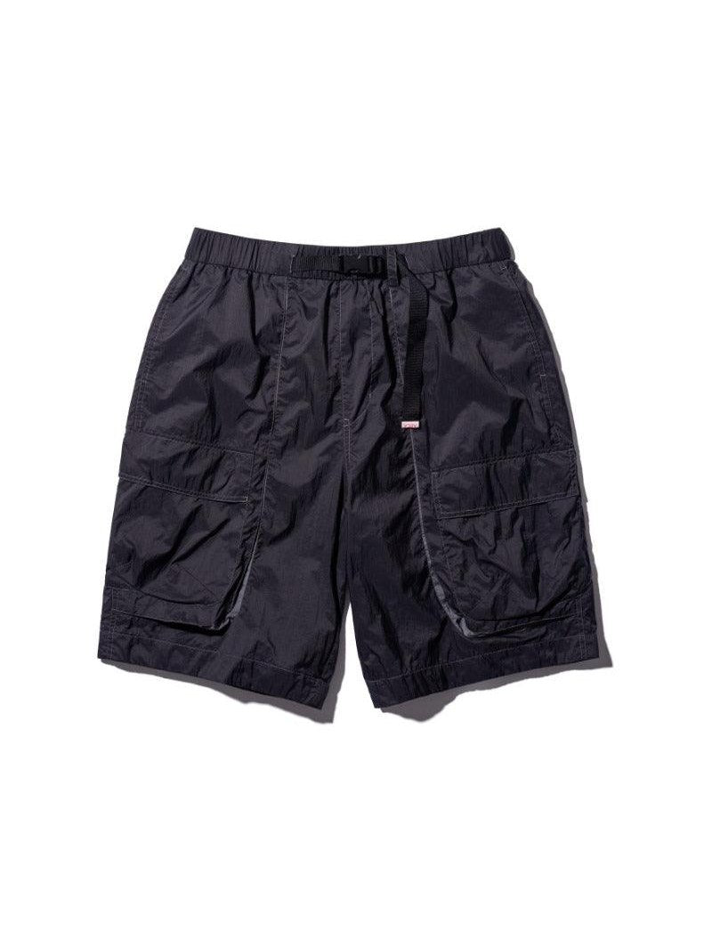 Stitched cargo nylon shorts-charcoal