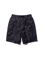 Stitched cargo nylon shorts-charcoal