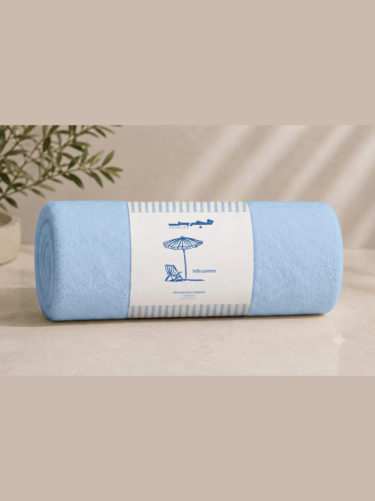 Baby blue hajruss towel