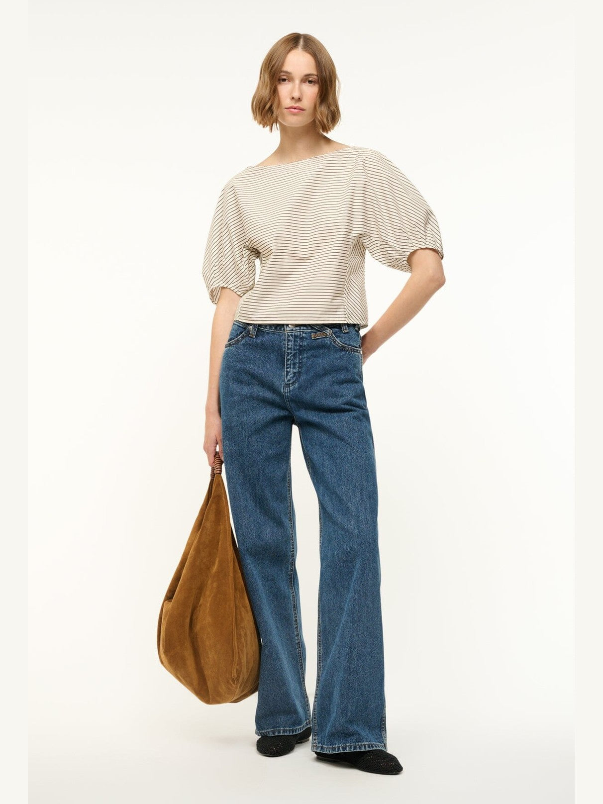 Didi top ivory dark oak micro stripe