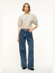 Didi top ivory dark oak micro stripe