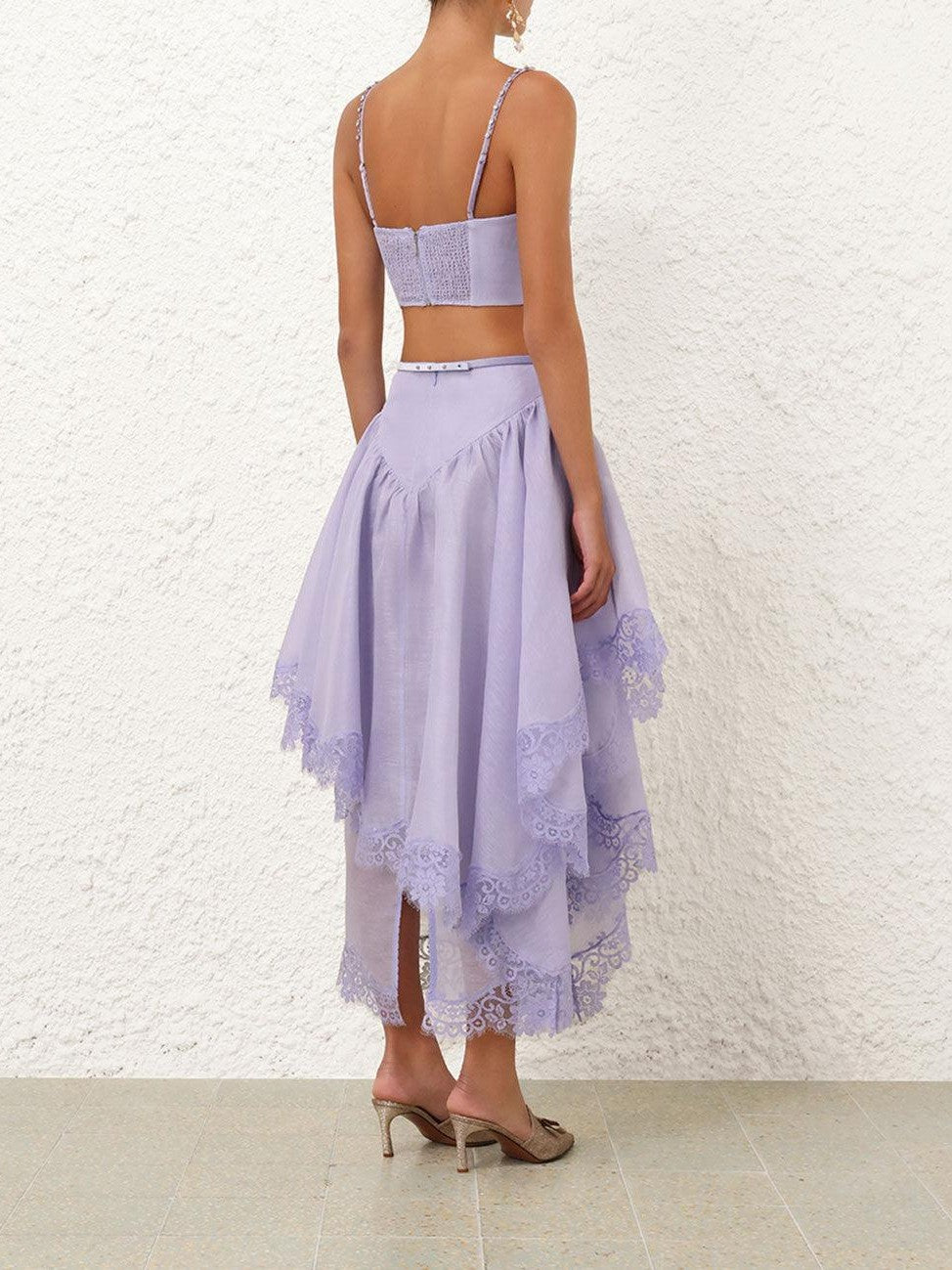 Runway crush lace trim skirt