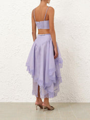 Runway crush lace trim skirt