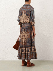 Ascension tiered midi skirt