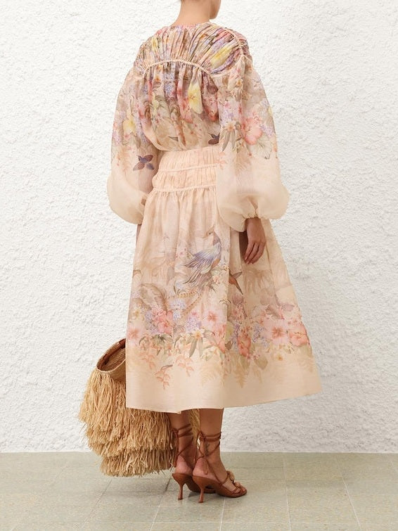 Illuminate drawn midi skirt