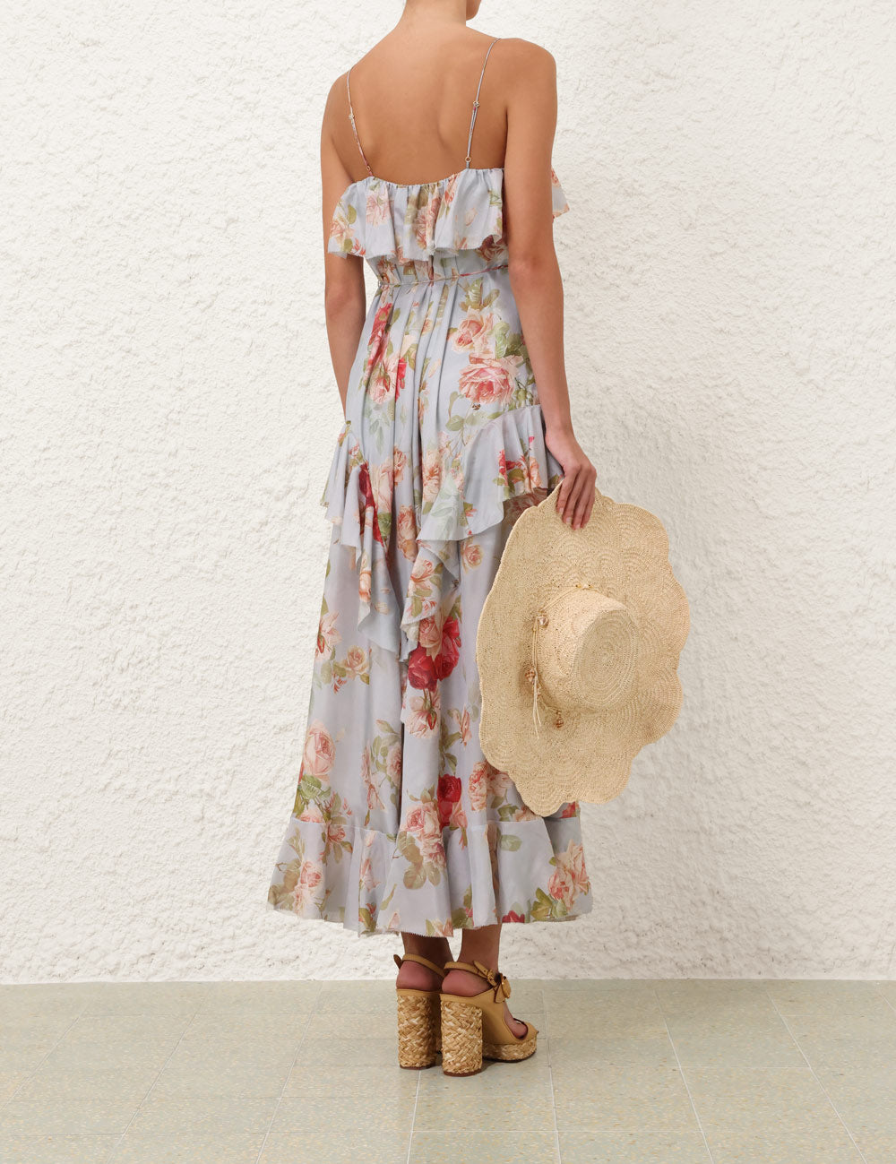 Roselight frill maxi dress