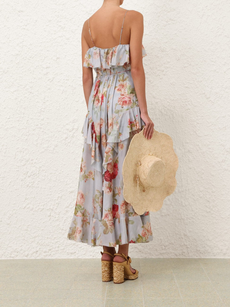 Roselight frill maxi dress