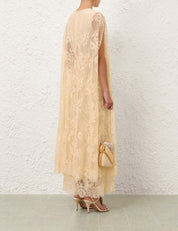 Valiant lace caped maxi dress