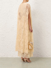 Valiant lace caped maxi dress