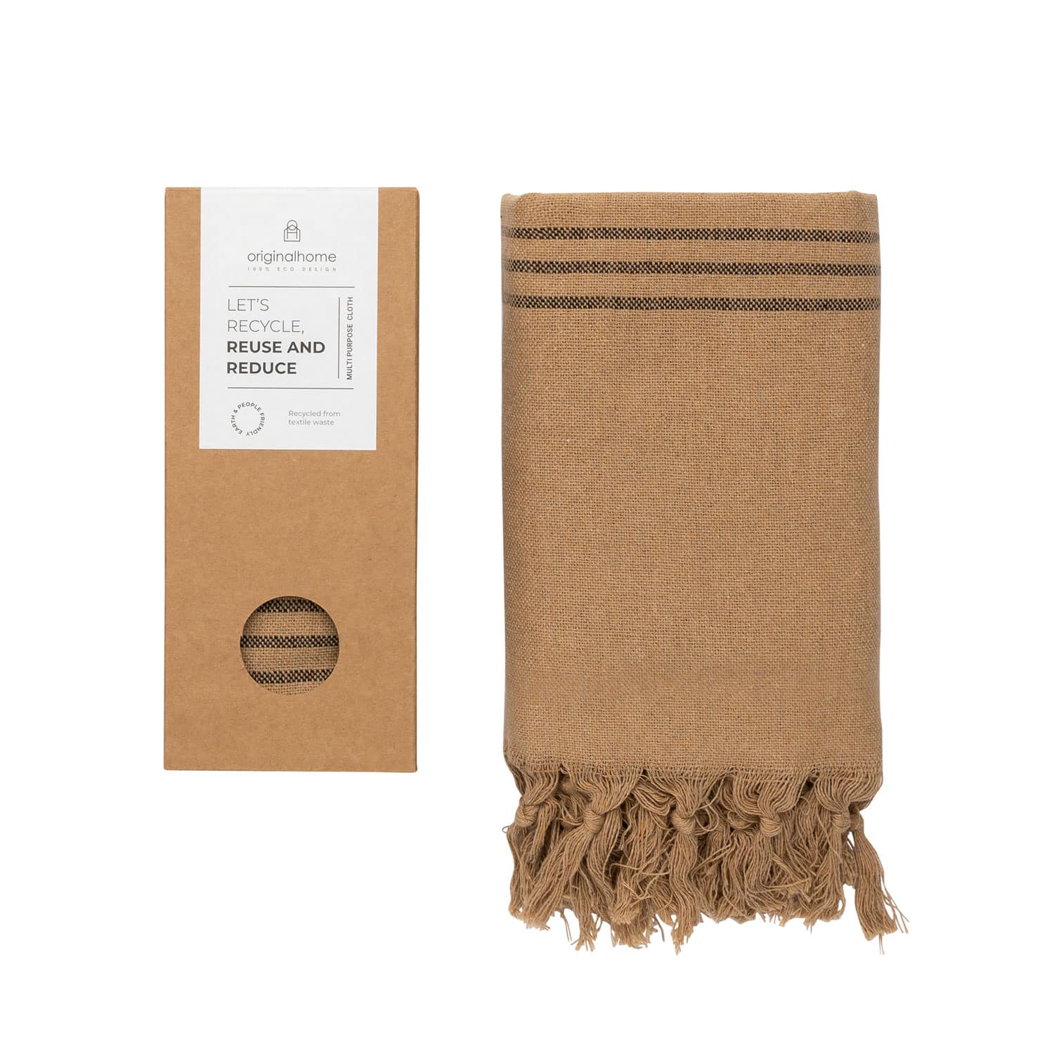 Cloth Recycled S - Light Brown (Striped) Throw