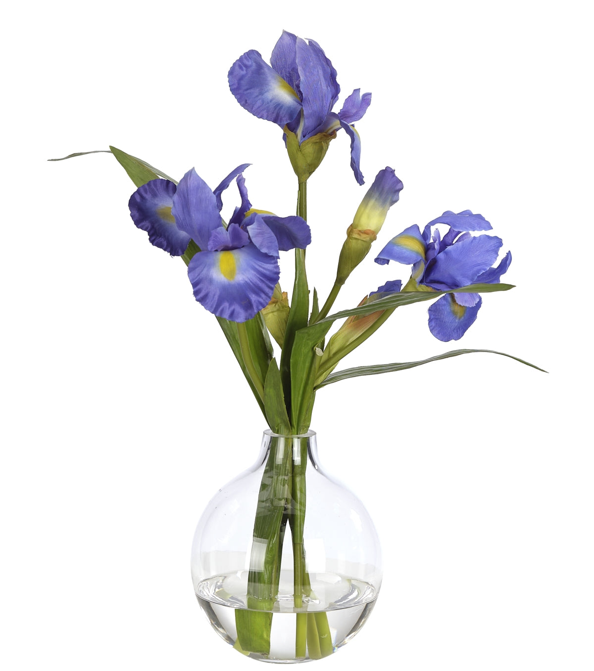 IRIS, BLUE, GLASS BULB VASE