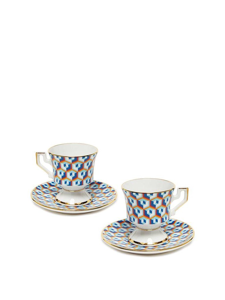 Espresso cup with saucer cubi set of two