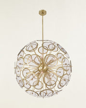 Genesis Ten-Light Pendant Acrylic Sphere Antique Brass نجفة