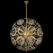 Genesis Ten-Light Pendant Acrylic Sphere Antique Brass نجفة