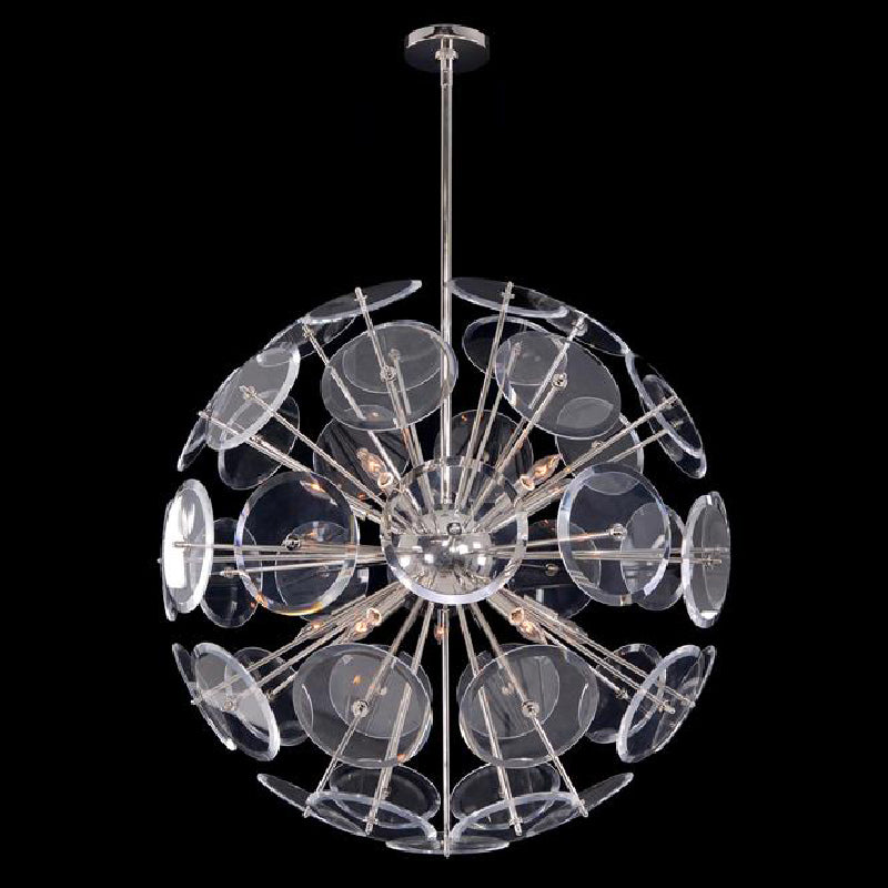 Genesis Ten-Light Pendant Acrylic Sphere Polished Nickle نجفة