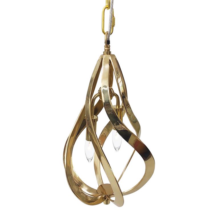 Ribbons of Brass Two-Light Pendant Chandelier نجفة تعليقها بسلاسل