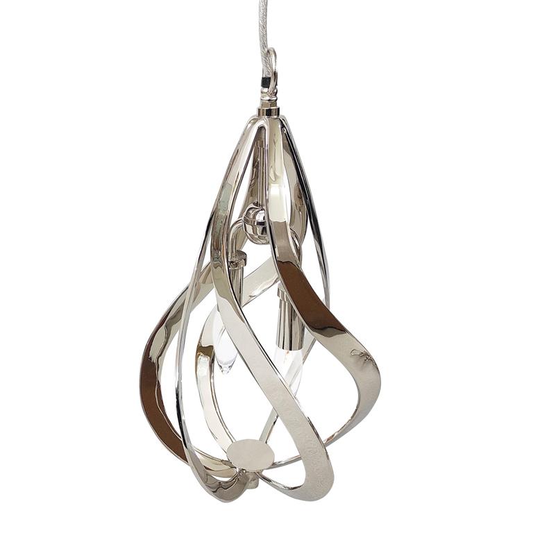 Ribbons Polished Nickel Two-Light Pendant Chandelier نجفة 