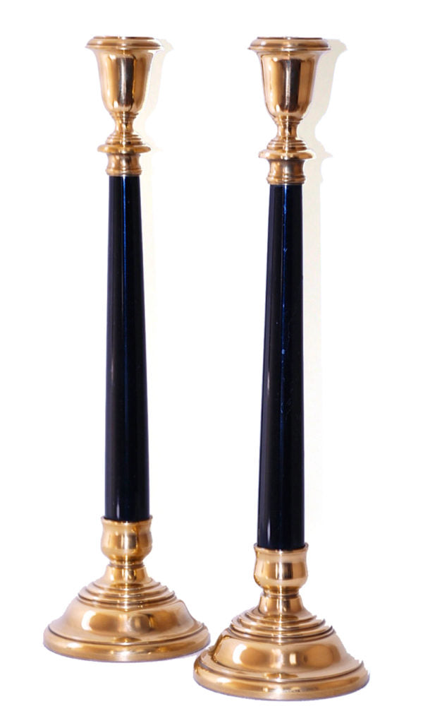 Polished Brass and Marble Candlestick