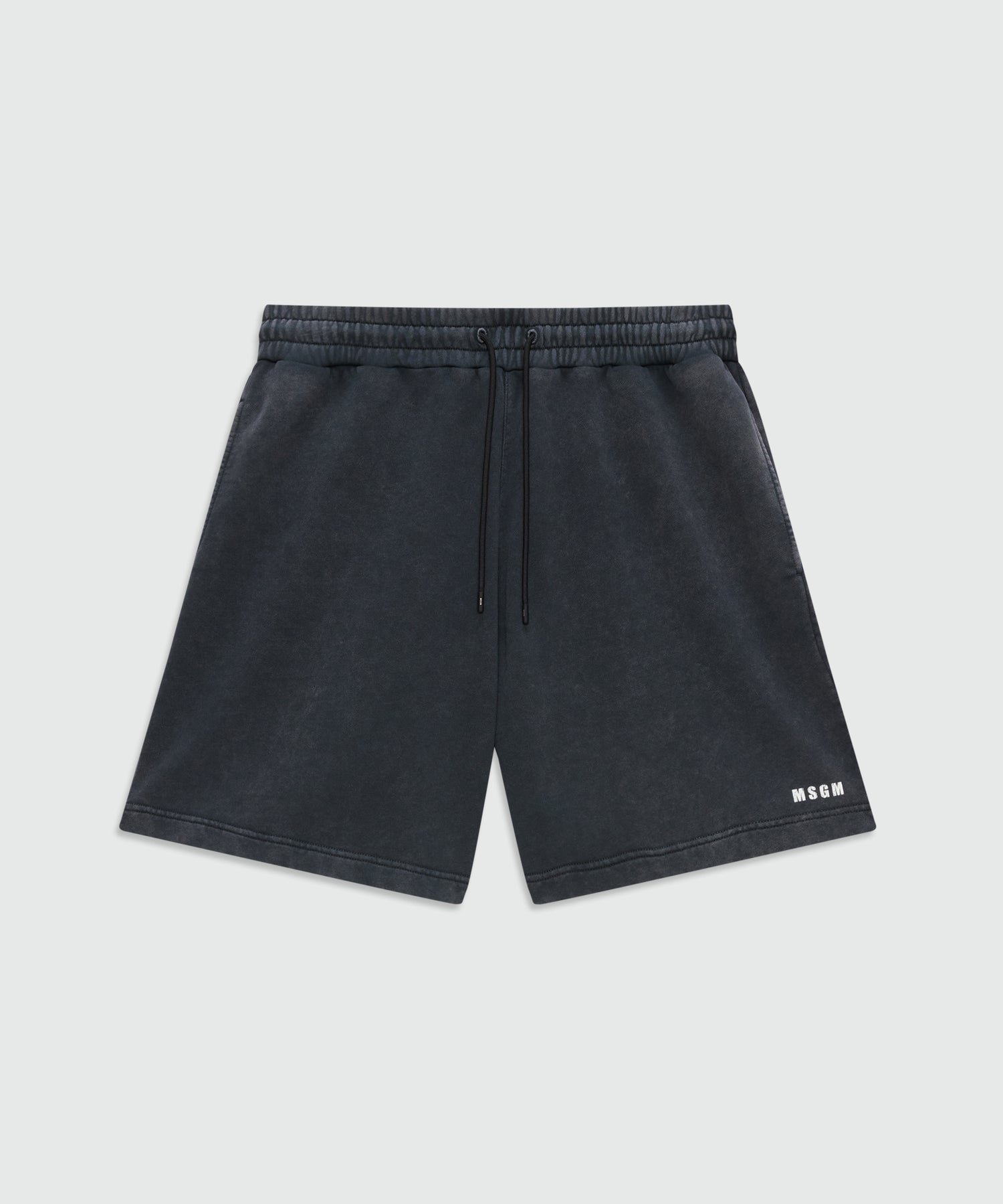 Anthracite grey cotton fleece Bermuda shorts