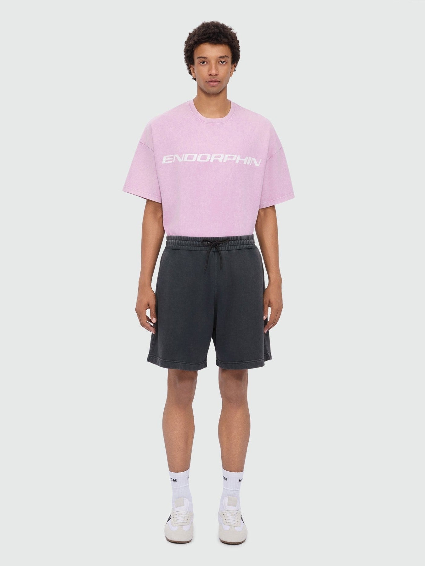 Anthracite grey cotton fleece Bermuda shorts