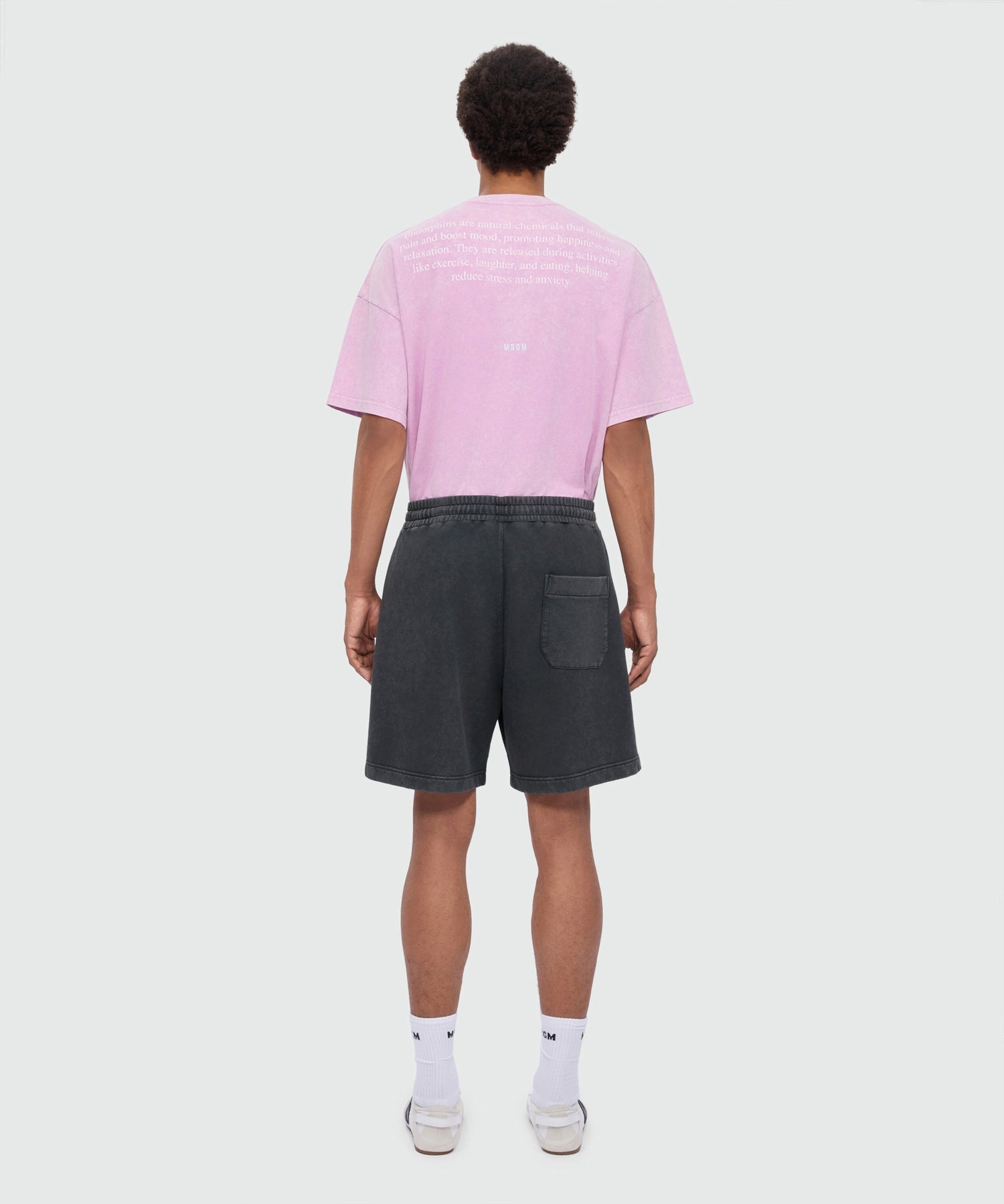 Anthracite grey cotton fleece Bermuda shorts