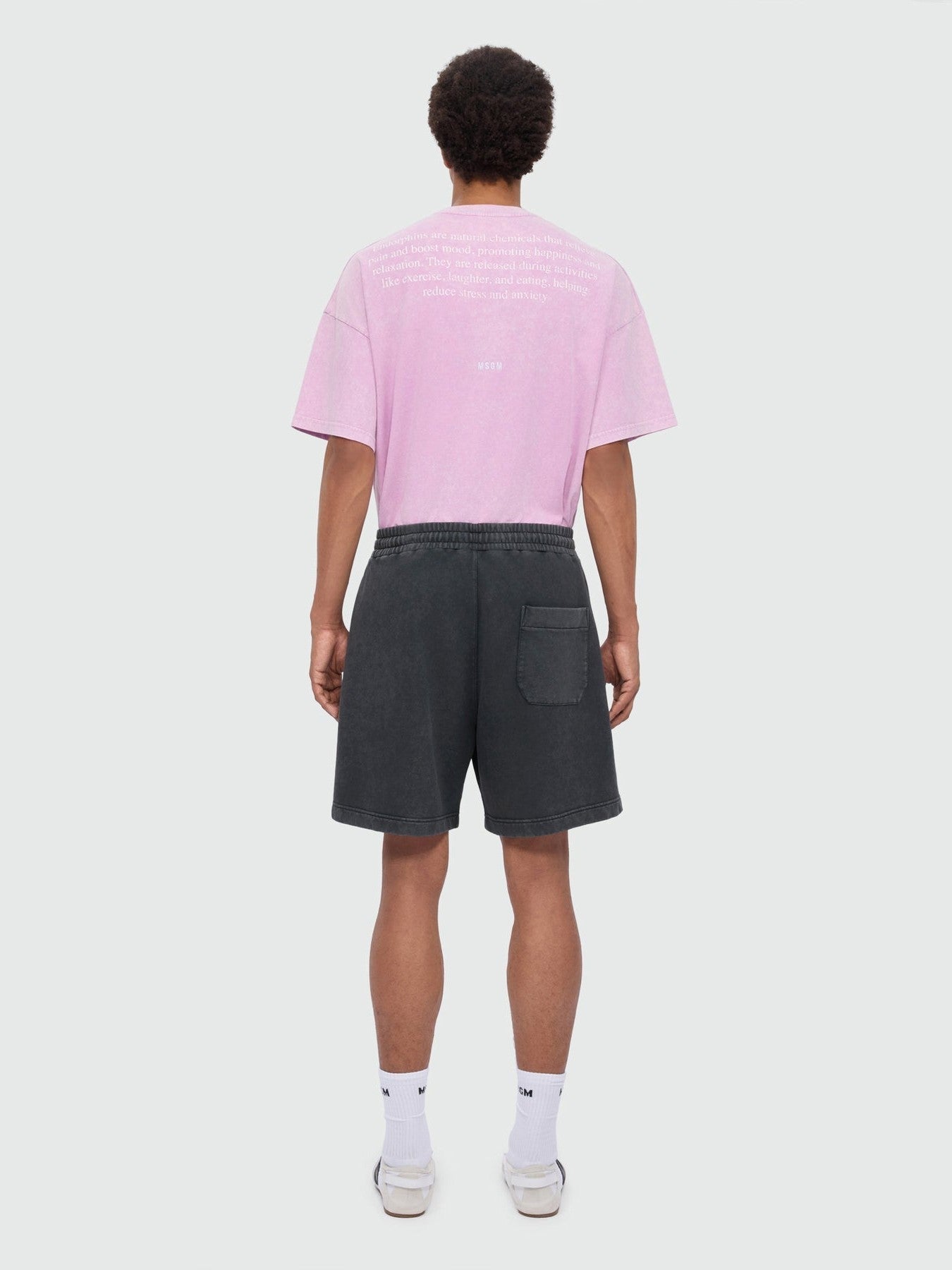 Anthracite grey cotton fleece Bermuda shorts