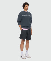 Anthracite grey cotton fleece Bermuda shorts