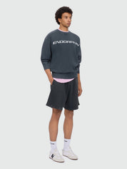 Anthracite grey cotton fleece Bermuda shorts