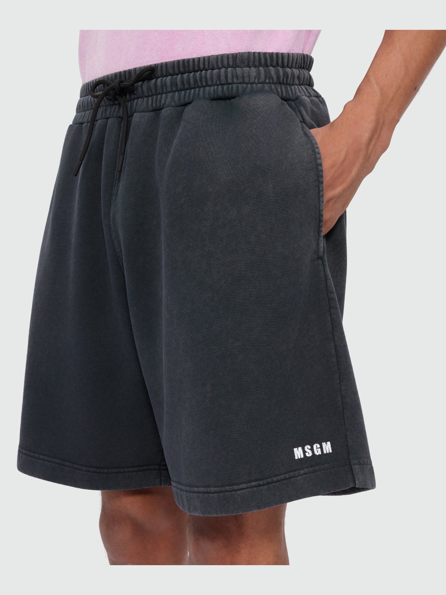 Anthracite grey cotton fleece Bermuda shorts
