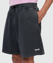 Anthracite grey cotton fleece Bermuda shorts