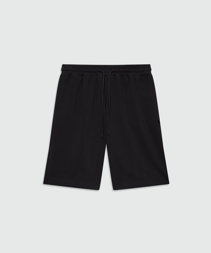 Black double pique Bermuda shorts